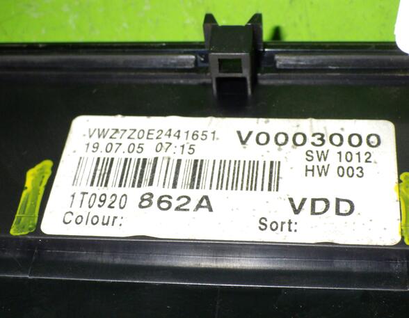 Aanwijsinstrument VW TOURAN (1T1, 1T2)