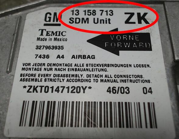 Regeleenheid airbag OPEL Meriva (--)