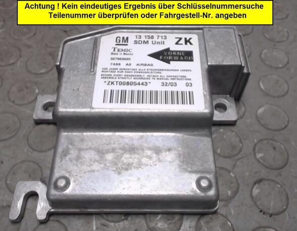 Control unit for Airbag OPEL MERIVA A MPV (X03)