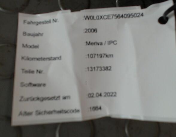 TACHOEINHEIT  (ENTHEIRAT) (Armaturenbrett / Mittelkonsole) Opel Meriva Benzin (X01) 1364 ccm 66 KW 2005>2007