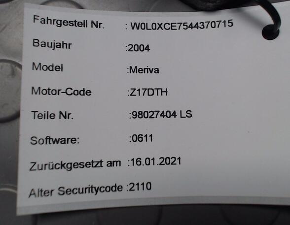 Regeleenheid brandstofinjectie OPEL Meriva (--)