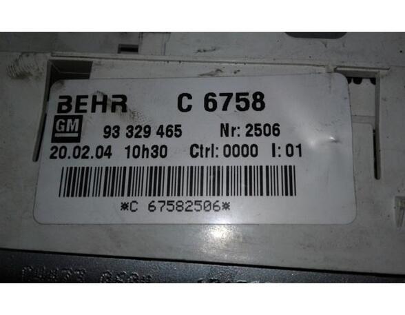 Heating & Ventilation Control Assembly OPEL MERIVA A MPV (X03)