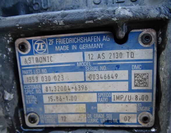 Automatische Transmissie voor MAN TGM ZF Astronic 12AS2130TD MAN 81320046257 ZF 12 AS 2130 TD