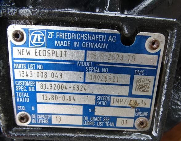 Schaltgetriebe für MAN TGX ZF16S2523TO MAN 81320046324 New Eco Split 81360403007